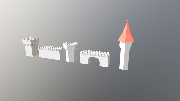 Low Poly Castle Assets 3D Model