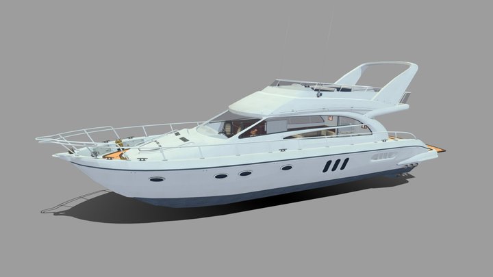 Yacht With Interior 3D Model