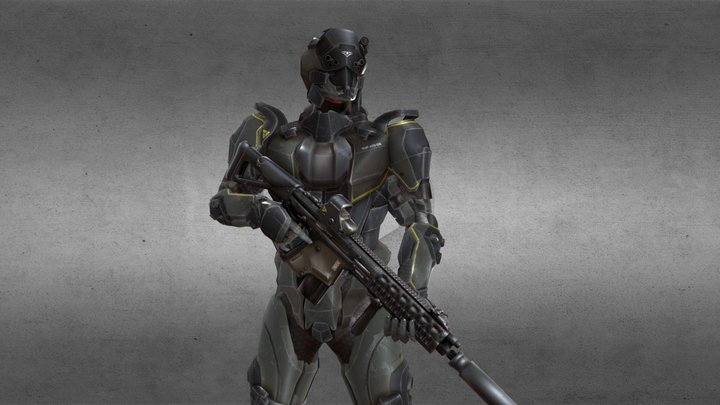 SciFi Soldier Character Low-poly 3D Model