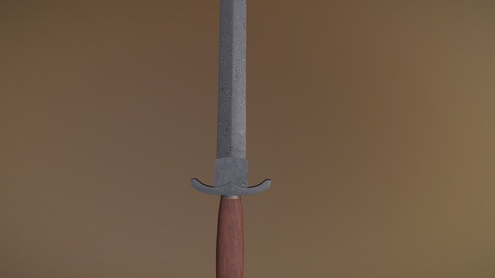 Damascus Short Sword(Low Poly game ready) 3D Model