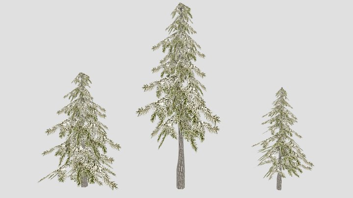 Snowy Pine Trees Pack | PS1 Low Poly 3D Model