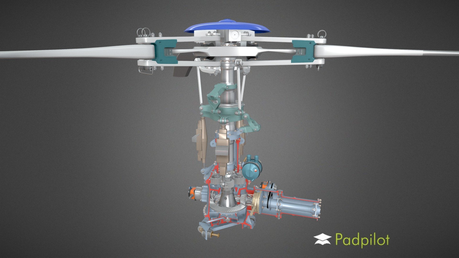 AS350 Transmission Gearbox Animated 3D model by Padpilot [6c59cb0