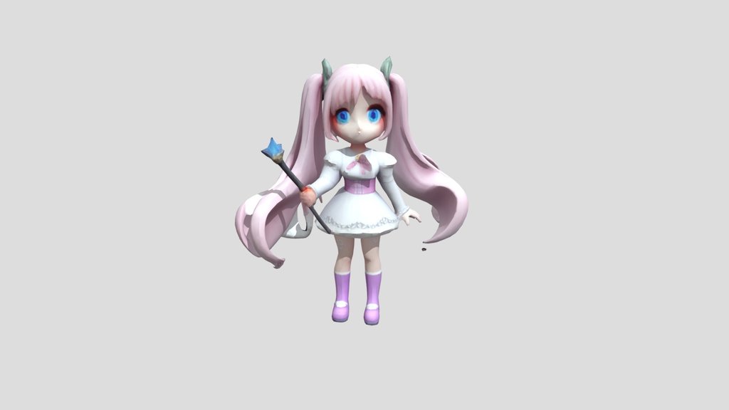 Cute chibi anime magical girl