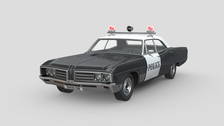 Low Poly Car - Buick Wildcat Police Car 1968 3D Model
