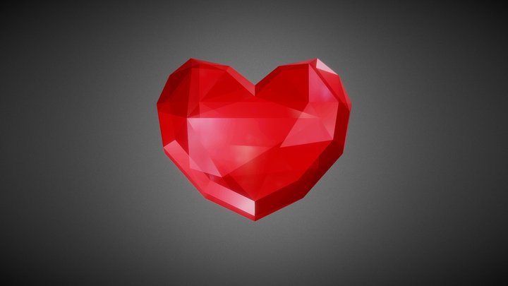 Heart Item Low Poly - Ruby - The Legend of Zelda 3D Model