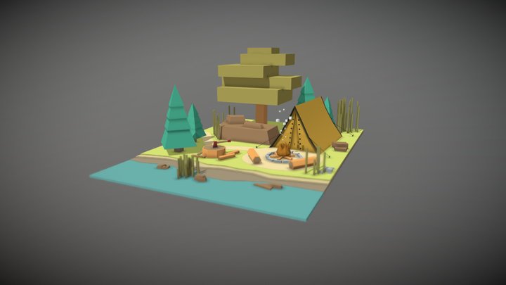 Lowpoly River 3D Model