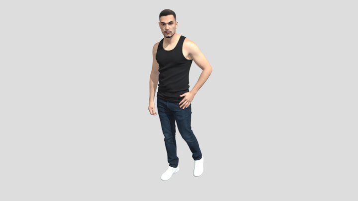 Casual Pose in a Black Tank Top – Modello 3D gratuito STL