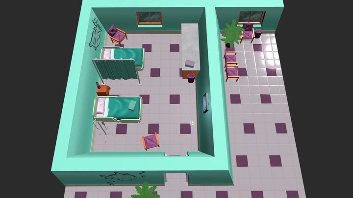Top Down Hospital Game Environment 3D Model