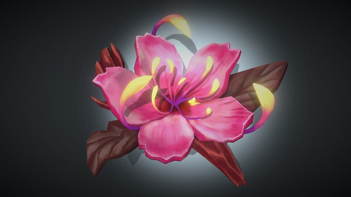 Magical flower Handpainted Props 3D Model
