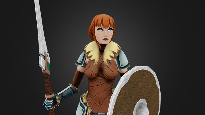 Hand Painted Female Warrior 3D Model