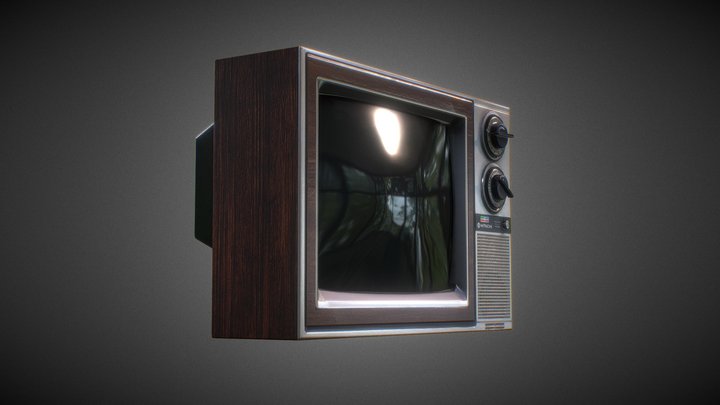 Old 1980s retro TV with 2k texture 3D Model