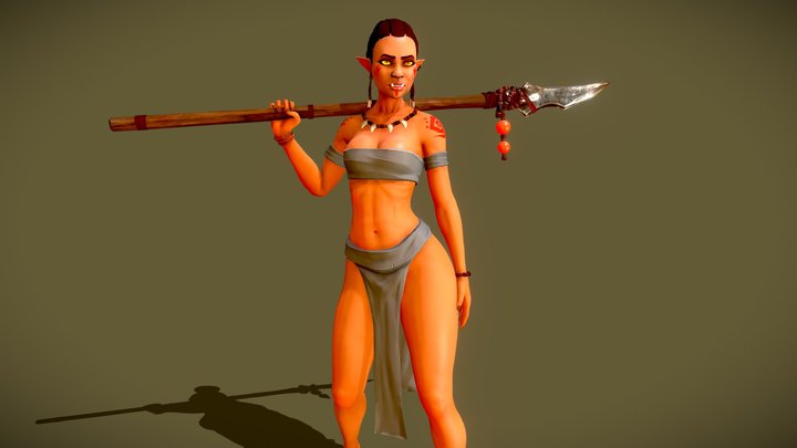 Orc Female Armed 3D Model