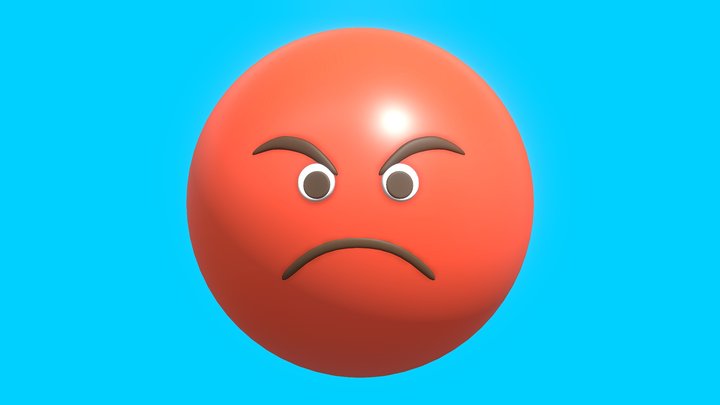 Angry red ball Emoticon Emoji or Smiley 3D Model