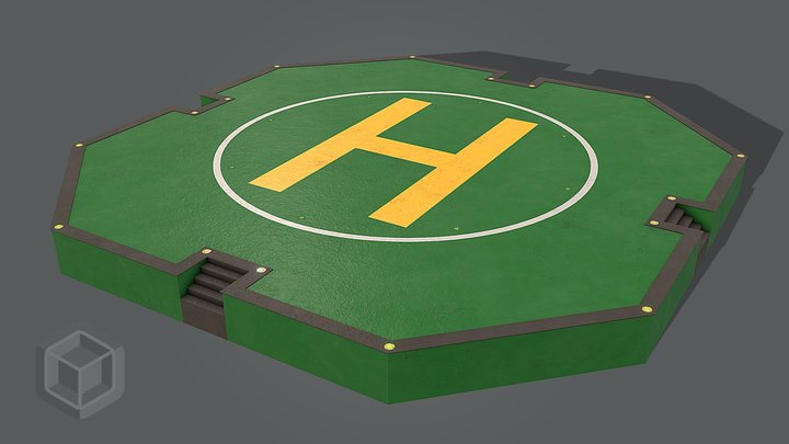Low Poly Military Helipad 3 3D Model