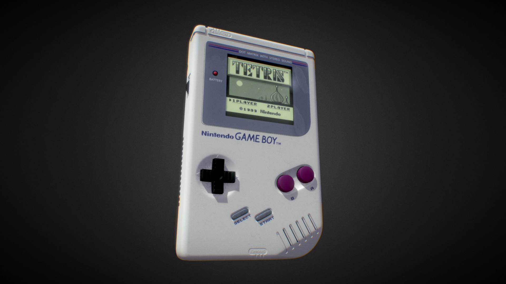 3D model Nintendo Game Boy (high poly) - This is a 3D model of the Nintendo Game Boy (high poly). The 3D model is about a white handheld gaming device.
