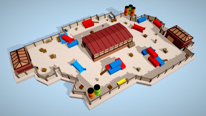 TDM Map 1 - FPS Game Environment - Low poly 3D Model