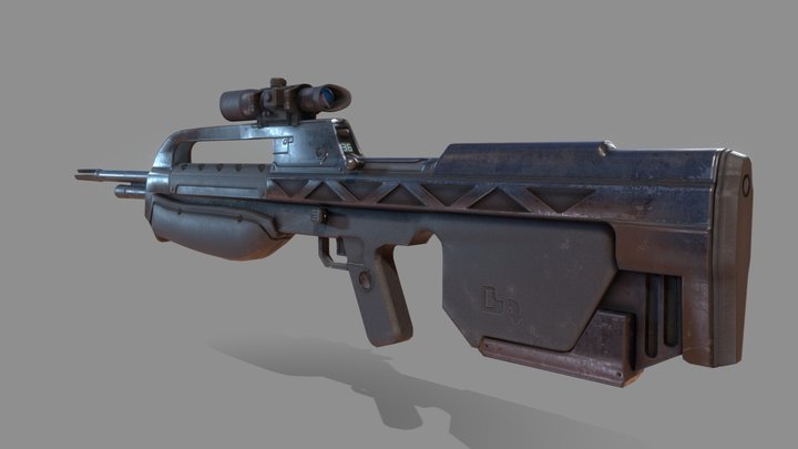 Halo 3 Battle Rifle Restoration 3D Model