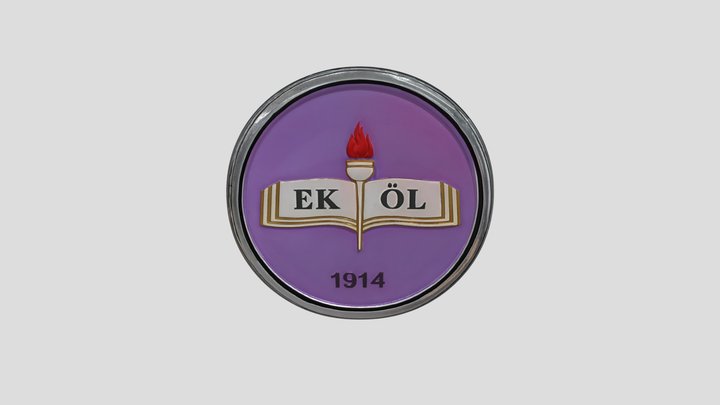 Educational emblem with book and torch 3D Model