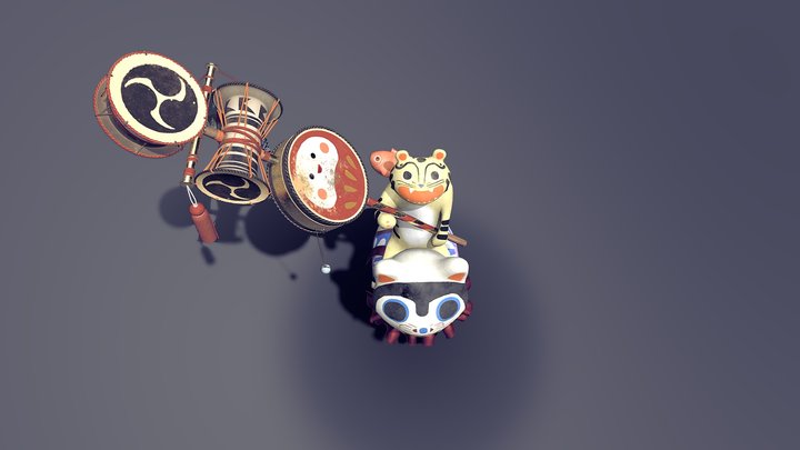 Inu with Drums 3D Model