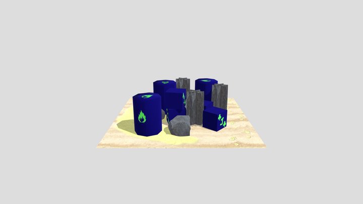 Cargo in the Sand 3D Model
