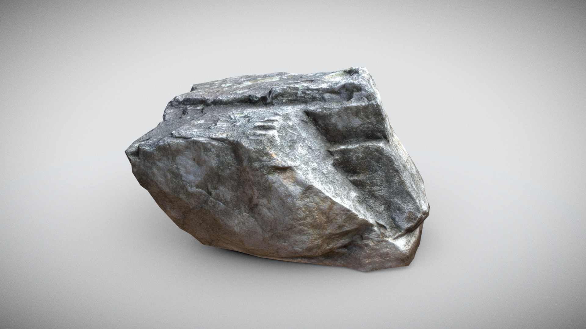 3D model ROCK 001 - This is a 3D model of the ROCK 001. The 3D model is about a rock with a dark gray and white speckled surface.