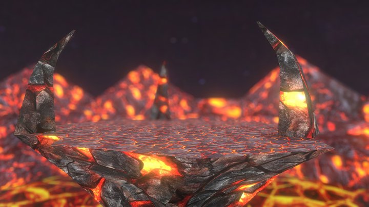 Low Poly Lava Fighting Arena/Stage 3D Model