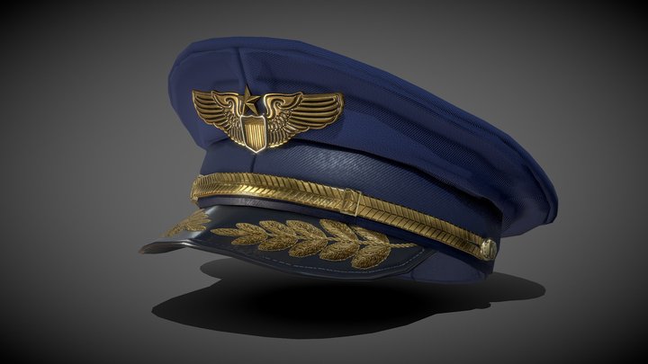 Airline Pilot Hat - low poly 3D Model
