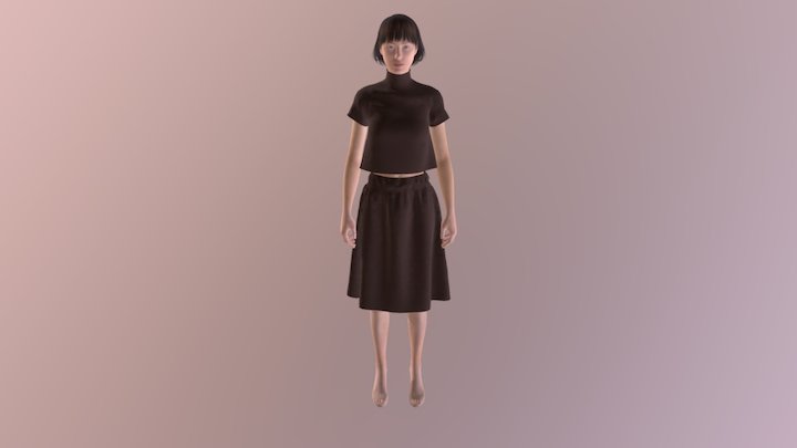 Model wearing top and skirt 3D Model
