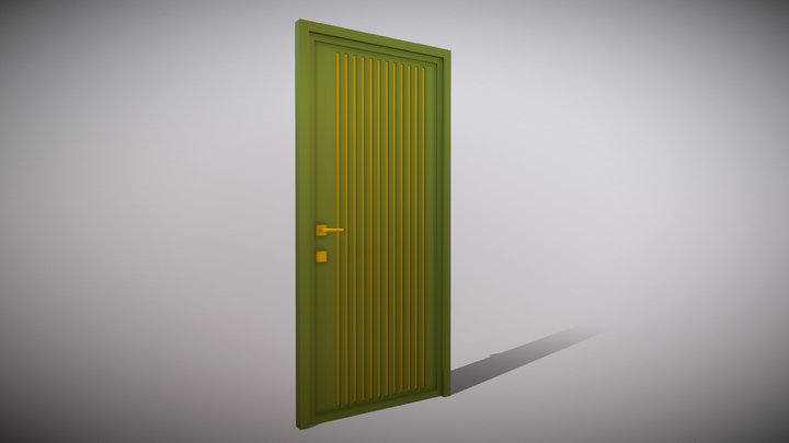 Luxury Green Door with Gold Details 3D Model