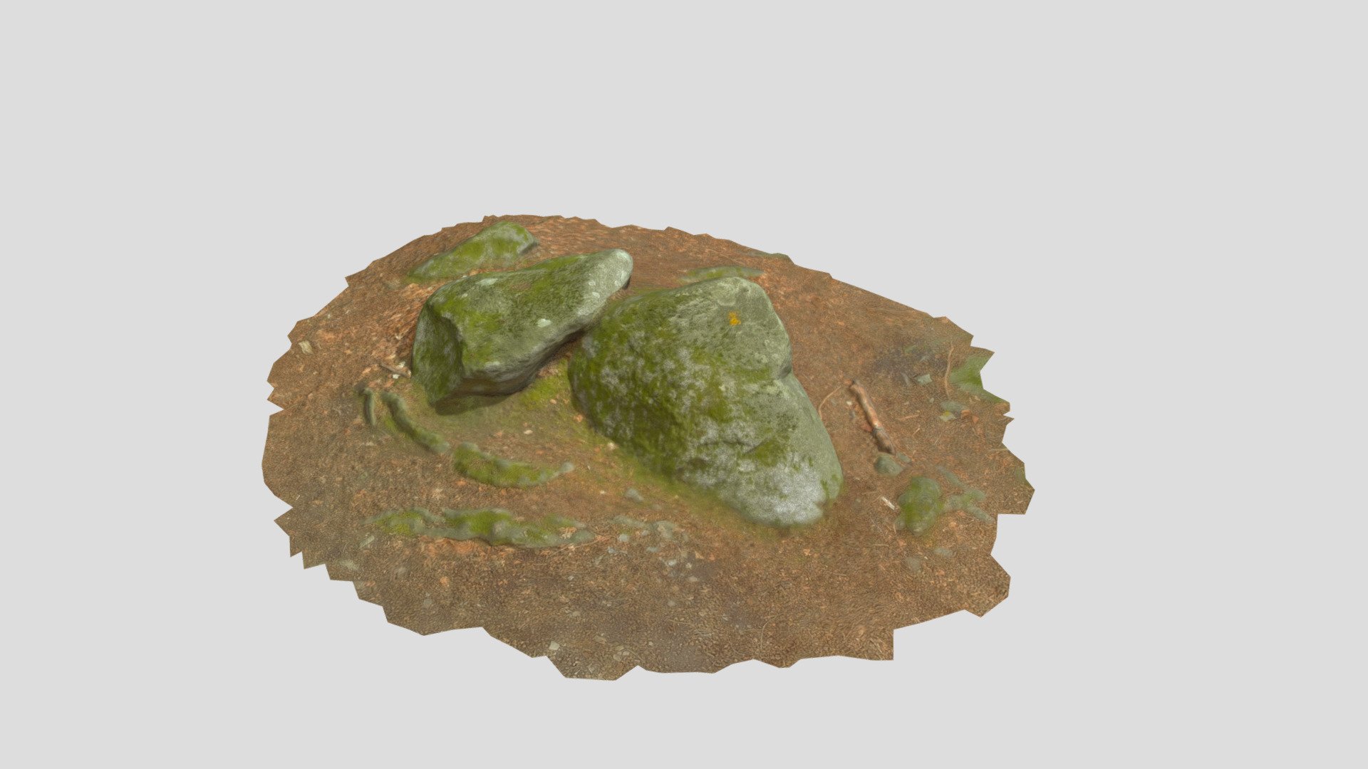 Rock Stone Scan Lowpoly Processed Mossy Forest