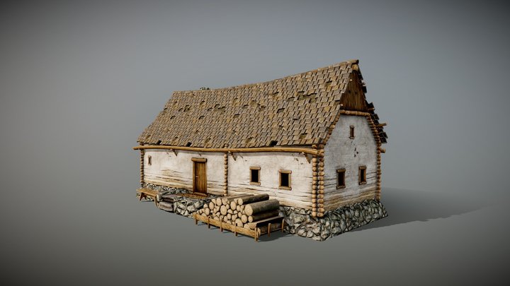 house long with props 3D Model