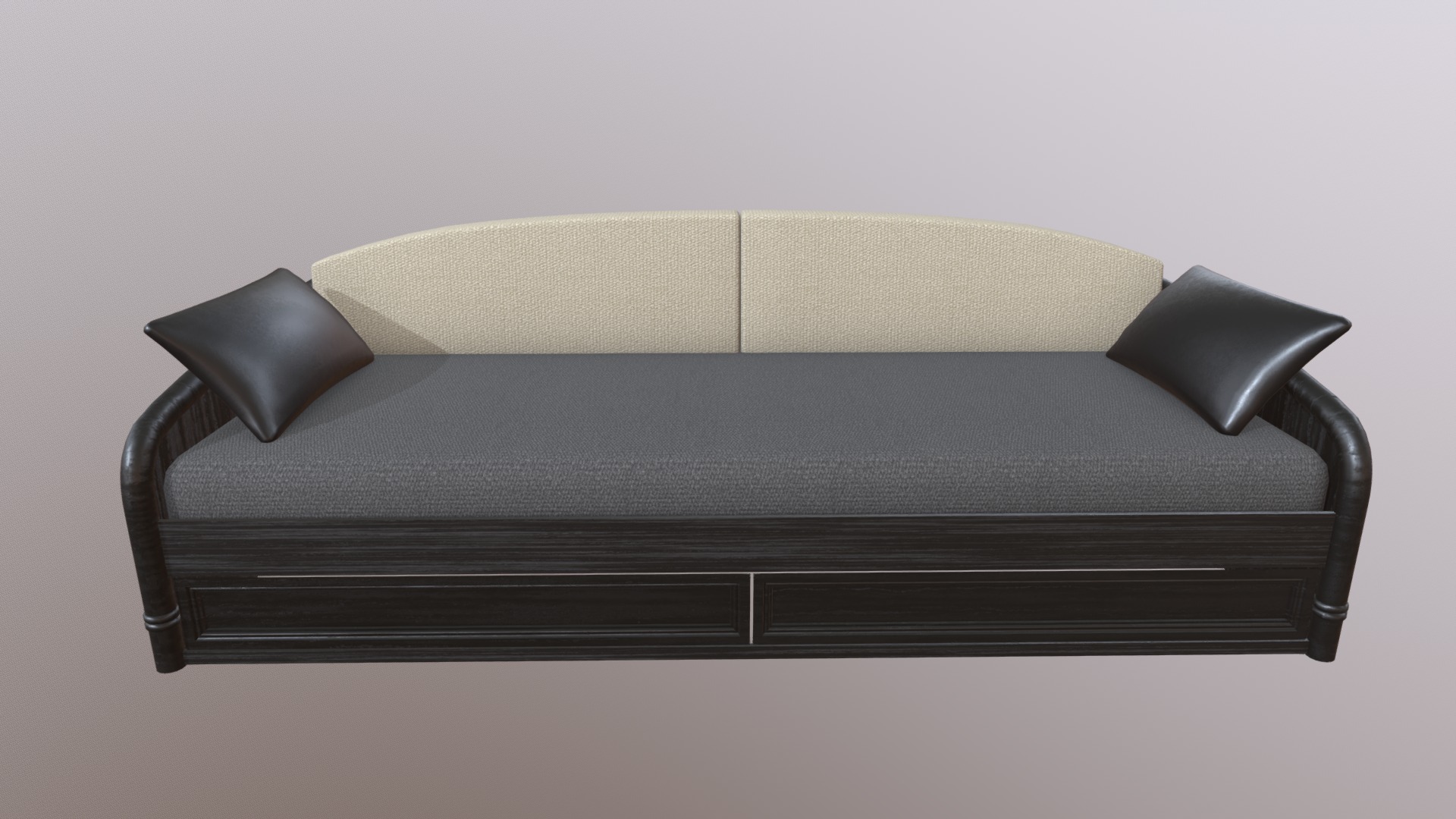 3D model Wooden sofa - This is a 3D model of the Wooden sofa. The 3D model is about a couch with a cushion.