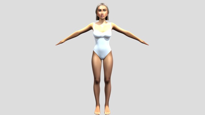 Sexy swimsuit white woman 3D Model