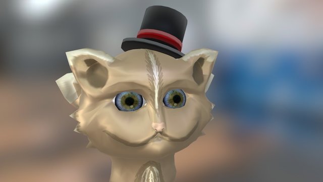 Tête de chat avec chapeau haut-de-forme 3D Model