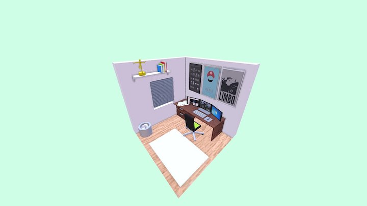 Low Poly Gaming Room 3D Model