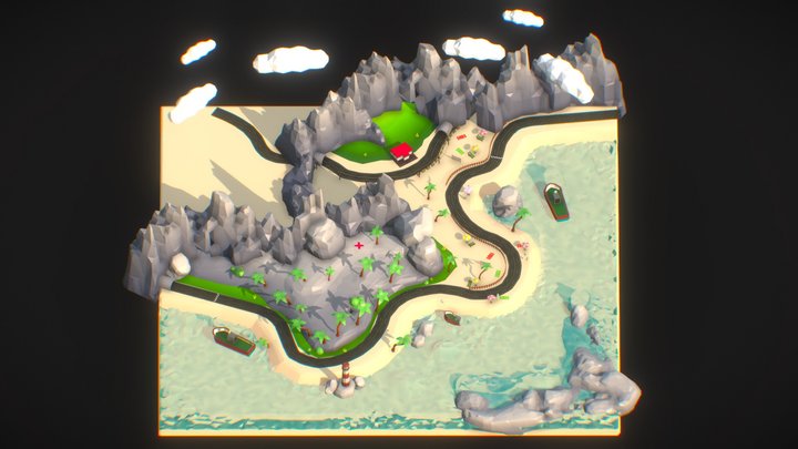 Beach Race Game Prototype Map – Modello 3D gratuito STL