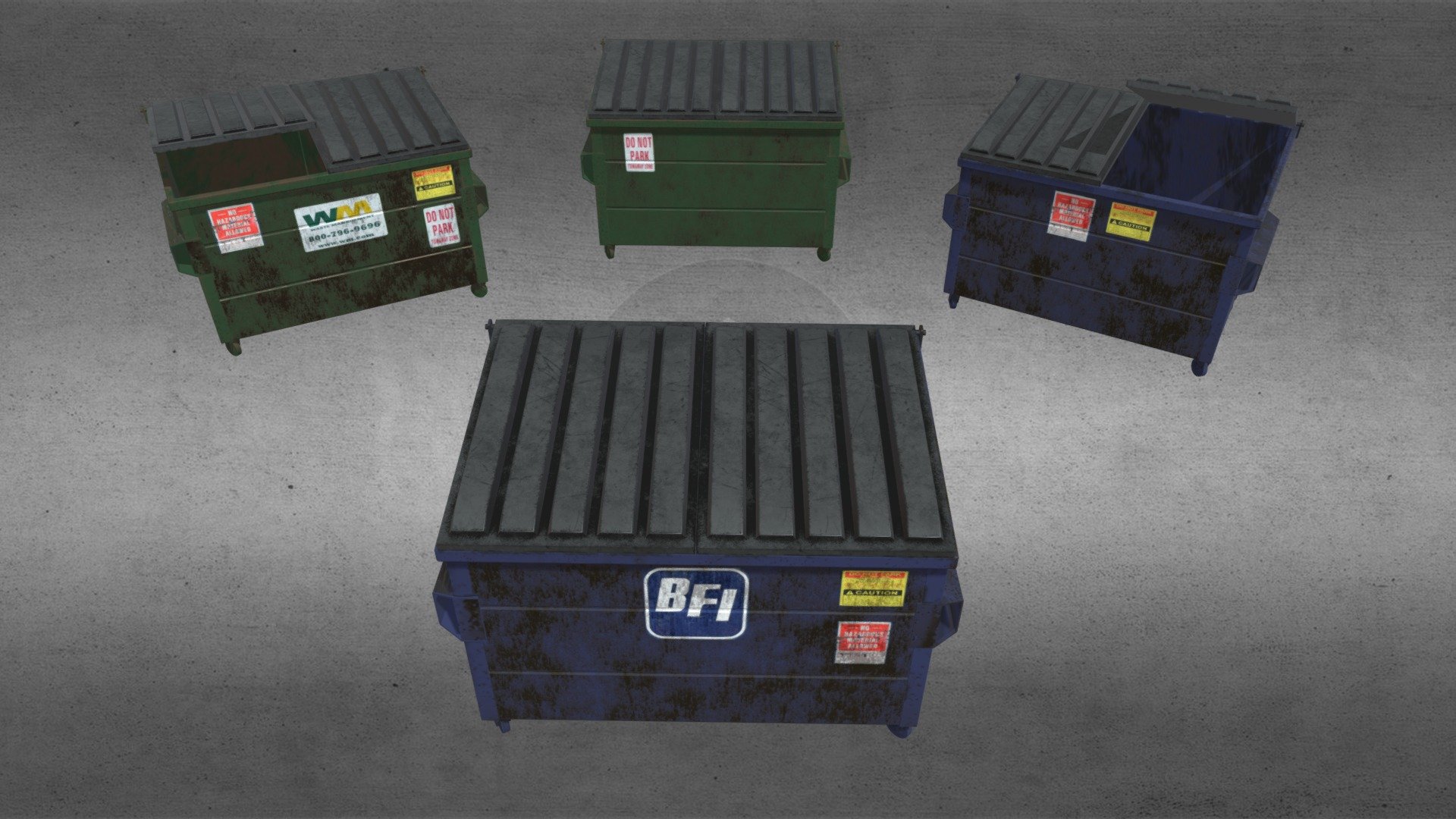 Dumpster (low-poly, game-ready) — Sketchfab embed 3D viewer