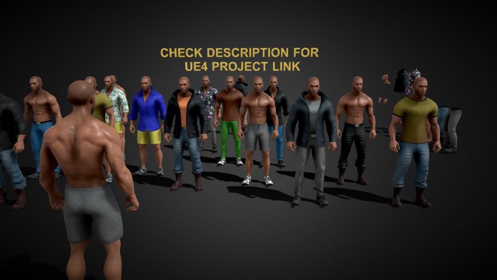 Modular Character Male Integrated to UE4 ALS 3D Model