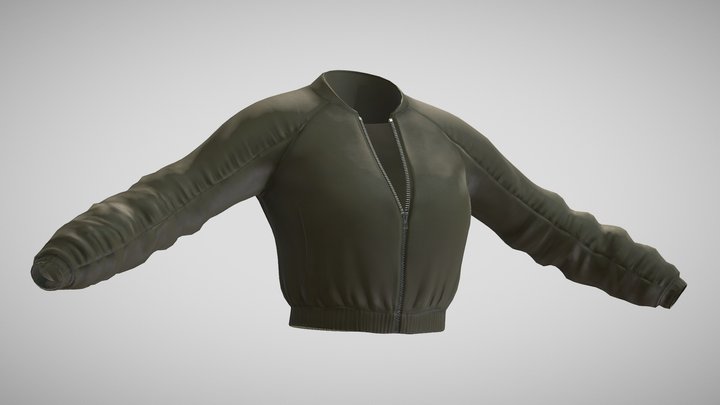 Cropped Windbreaker Jacket 3D Model