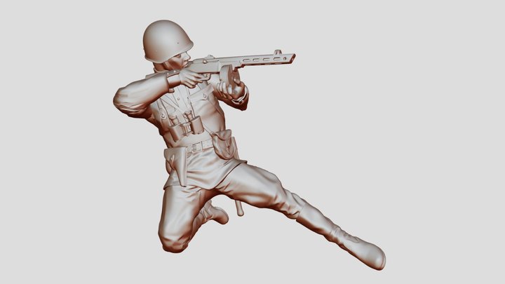 Soviet Infantry WW2 PPSh 41 3D Model
