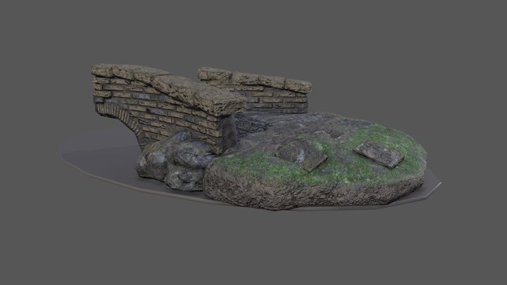Fractured Stone Bridge 3D Model