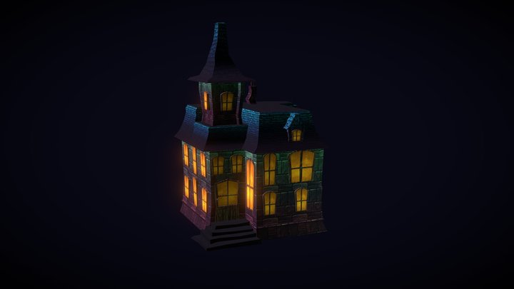 Low-poly stylized noble House 3D Model