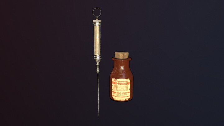 Old metal syringe/Bottle of  ̶h̶e̶r̶o̶i̶n̶ 3D Model