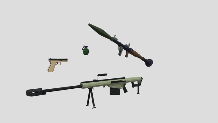 Low Poly Weapon Pack Game Ready Free 3D model 3D Model