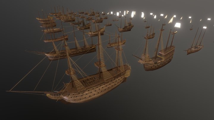 Ships And Sails 3D Model