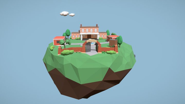 Low Poly School Grounds 3D Model