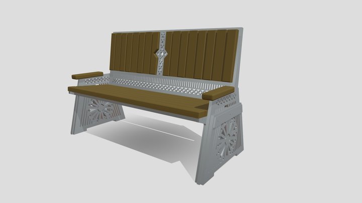 Садовая скамейка узкие ламели 3D Model