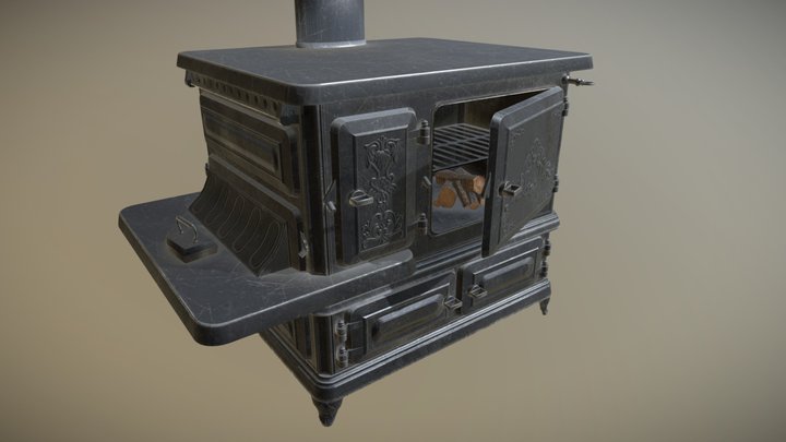 Victorian coal stove 3D Model