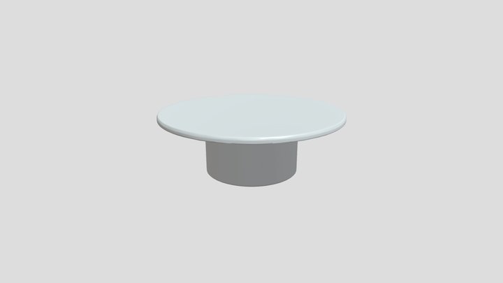 Round marble-top coffee table with wooden base 3D Model