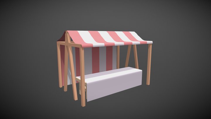 Low Poly Market Stall 3D Model